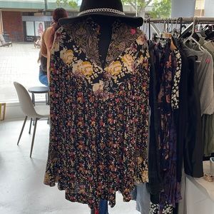 Free people floral tunic top xs